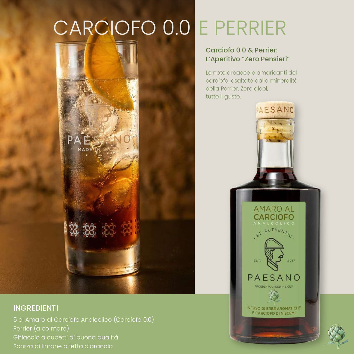 Amaro al carciofo analcolico